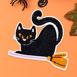 Halloween Black Cat Iron On Patch