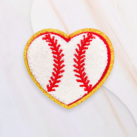 Heart Shaped Baseball Iron On Patch