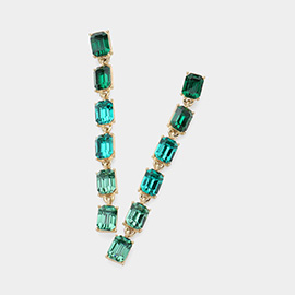 Emerald Cut Stone Cluster Link Dropdown Earrings