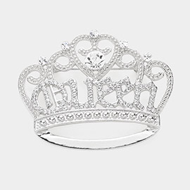 Stone Paved Queen Crown Pin Brooch