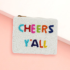 CHEERS YALL Message Seed Beaded Mini Pouch Bag