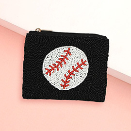 Baseball Seed Beaded Mini Pouch Bag