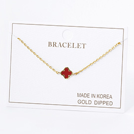 Gold Dipped Quatrefoil Charm Pointed Bracelet