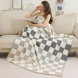 Multicolor Checkered Reversible Throw Blanket