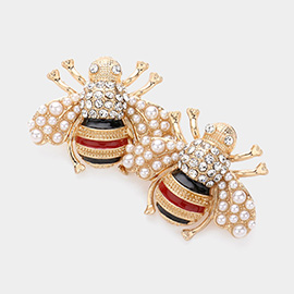 Pearl Embellished Honey Bee Earrings