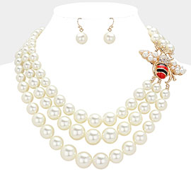 Honey Bee Pointed Pearl Layered Necklace