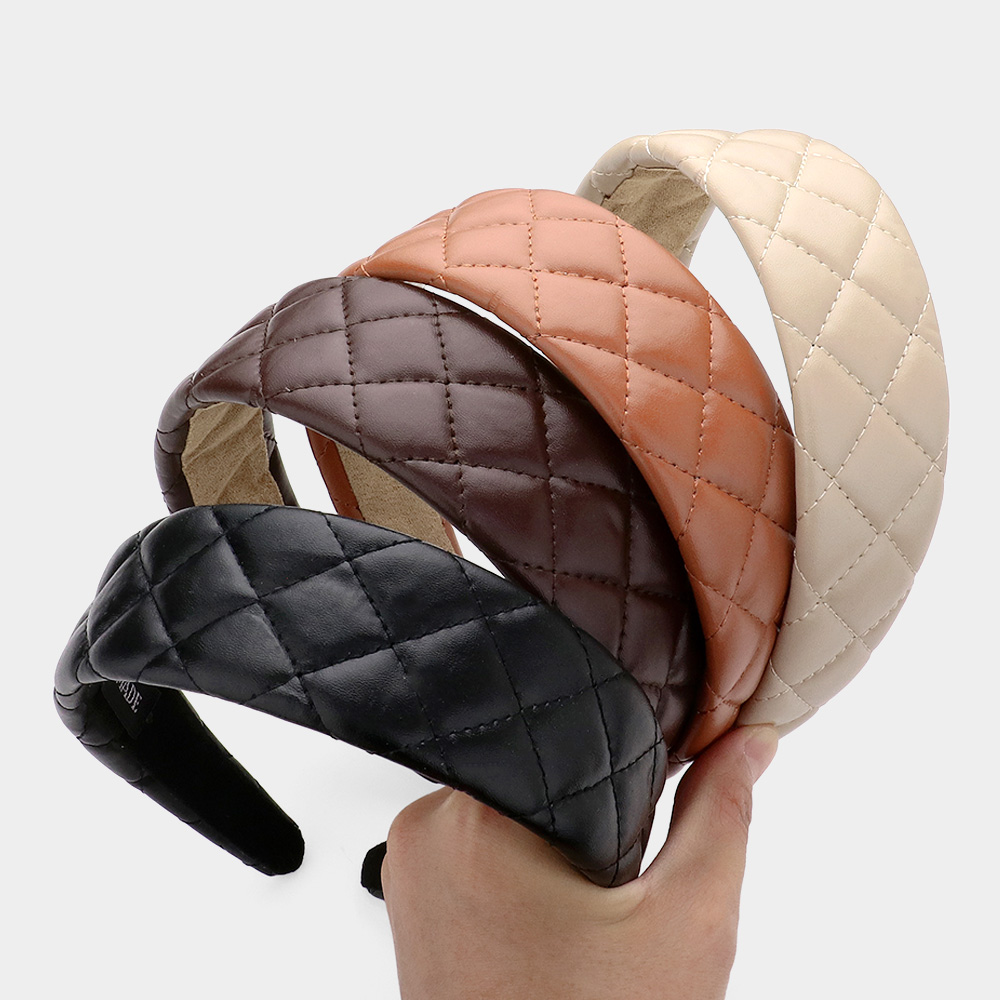 Faux Leather Quilted Puffer Headband