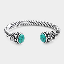 Blue Stone Tip Cable Cuff Bracelet