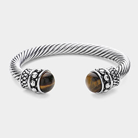 Tiger Eye Tip Cable Cuff Bracelet
