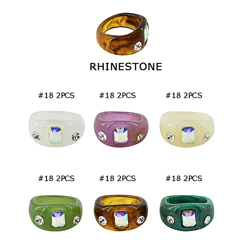 12PCS - Birth Stone Pointed Resin Ring