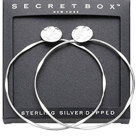 SECRET BOX_Sterling Silver Dipped Metal Hoop Dangle Earrings