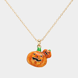 Enamel Halloween Pumpkin Pendant Necklace