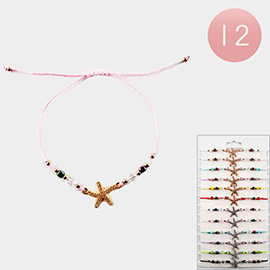 12PCS - Starfish Pointed Cinch Pull Tie Bracelets