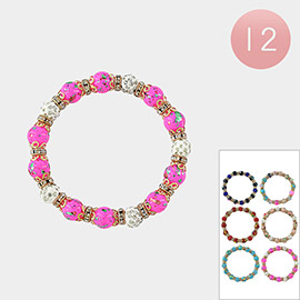 12PCS - Shamballa Ball Pointed Bohemian Beads Beaded Stretch Bracelets