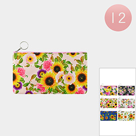 12PCS - Flower Printed Flat Pouch Bags