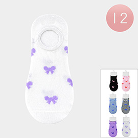 12Pairs - Bow Pattern Printed Socks