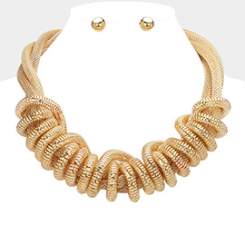 Mesh Metal Coil Statement Necklace