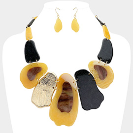 Celluloide Acetate Abstract Pebble Link Bib Necklace