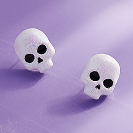 Sparkly Halloween Skull Stud Earrings