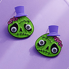 Eye Pointed Enamel Zombie Earrings