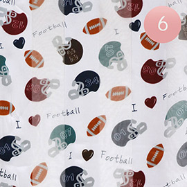 6CPS - Silk Feel Satin Football and Helmet Pattern Print Scarf