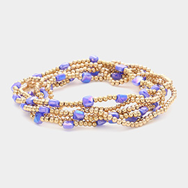 6PCS - Faceted Beaded Stretch Multi Layered Bracelets