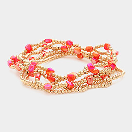 6PCS - Faceted Beaded Stretch Multi Layered Bracelets