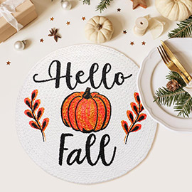 Hello Fall Pumpkin Printed Round Placement
