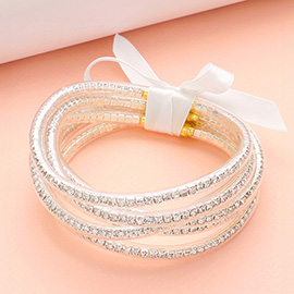 6PCS - Bling Studded Jelly Tube Bangle Bracelets
