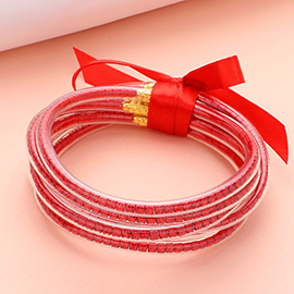 6PCS - Bling Studded Jelly Tube Bangle Bracelets