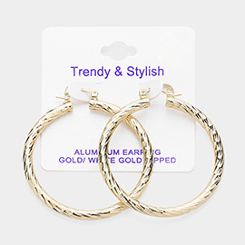 Gold Dipped Textured Aluminum Hoop Earrings