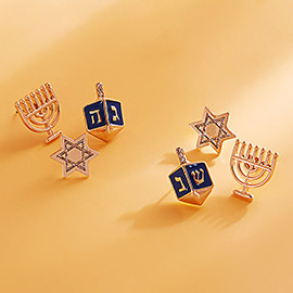 3Paris - Hanukkah Ornament Stud Earring Set