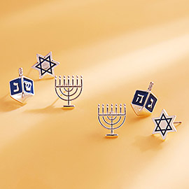 3Paris - Hanukkah Ornament Stud Earring Set