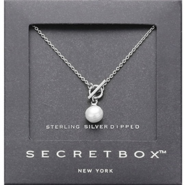 SECRET BOX_Sterling Silver Dipped Pearl Toggle Pendant Necklace