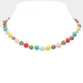 Faceted Beaded Flower Necklace