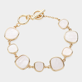 Mother of Pearl Pebble Link Toggle Bracelet