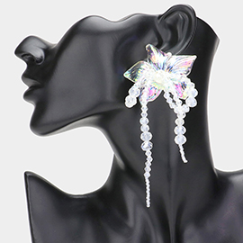 Floral Lucite Beaded Dangle Earrings