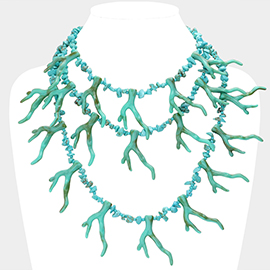 Resin Coral Double Layered Statement Necklace