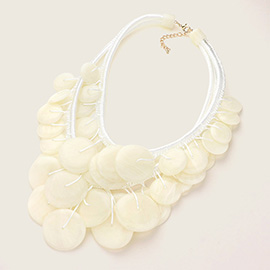 Chunky Oversized Acrylic Disc Beaded Thread Statement Necklace