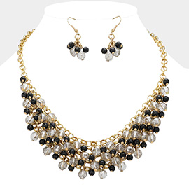 Faceted Beaded Bib Necklace
