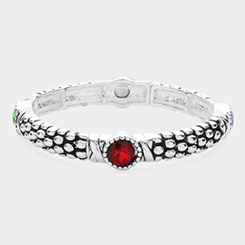 Stone Pointed Metal Caviar Stretch Bracelet