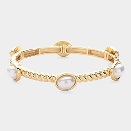 Oval Pearl Cluster Pointed Stretch Bracelet