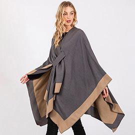 Two Tone Pull Through Shawl Ruana Poncho