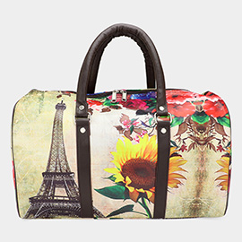 Eiffel Tower Printed Travel Duffle Bag / Crossbody Bag