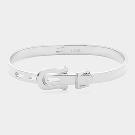 Belt Buckle Pointed Stainless Steel Hinged Bangle Bracelet