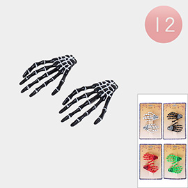 12 SET OF 2 - Resin Skeleton Hand Pointed Alligator Snap Hair Pins