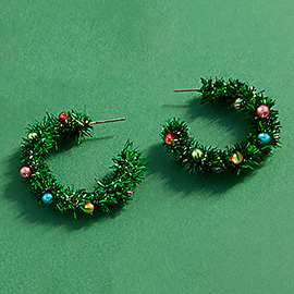 Christmas Tinsel Hoop Earrings