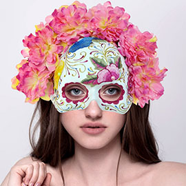 Day Of Death Flower Embroidered Mask