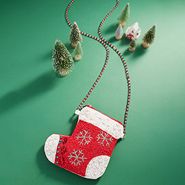 Christmas Socks Beaded Mini Crossbody Bag