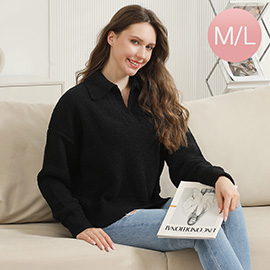 Medium/Large - Solid Collar Pullover Sweater